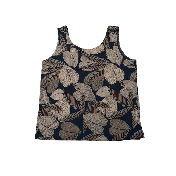 Vintage Chicos Leaf Print Sleeveless Tank 2 piece Top & Pants Set Size L - Picture 5 of 12